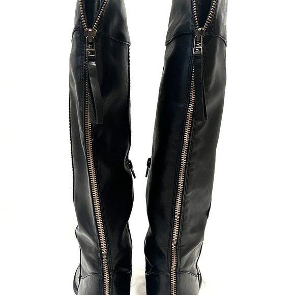 Women's Round Toe Tall Black Boots with Faux leather finish size 8 - Picture 6 of 12